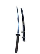 An interesting Japanese sword katana, the blade 69.2cm, pierced with two mekugi ana and with