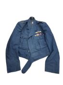 A WWII blue wool RAF officers jacket with medal ribbons.