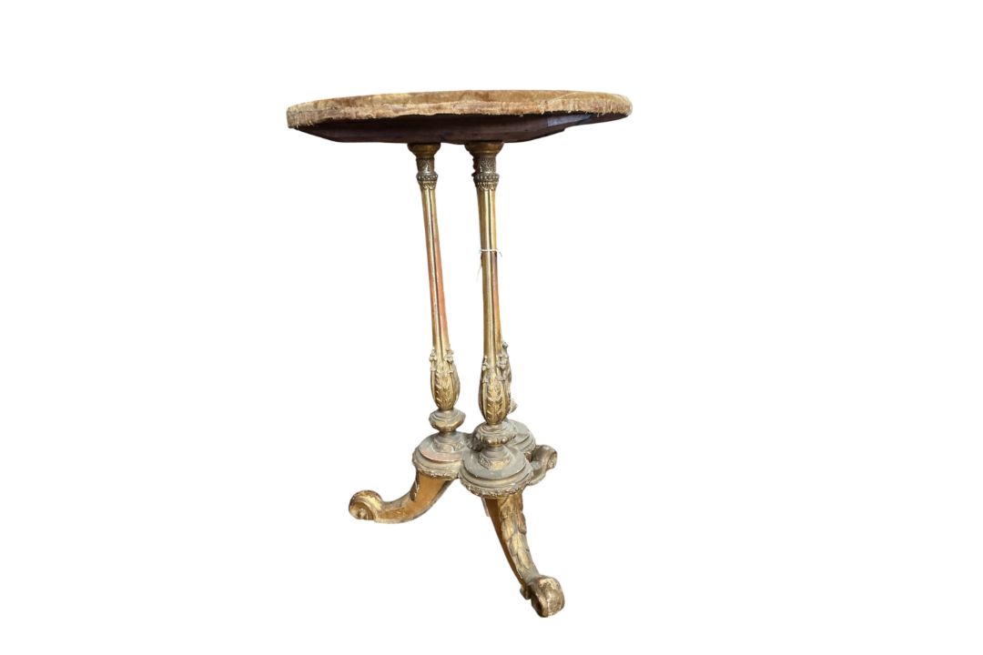 A Victorian giltwood and composition circular wine table with later velvet covered top, diameter - Image 3 of 3