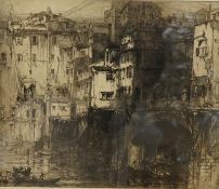 E. Hedley Fitton (1859-1929) 'Ponte Vecchio, Florence', signed in pencil to the margin lower
