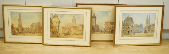 Pierre Le Boeuff (act.1899-1920), town scenes to include, ‘The Cathedral, Utrecht, Holland’, each