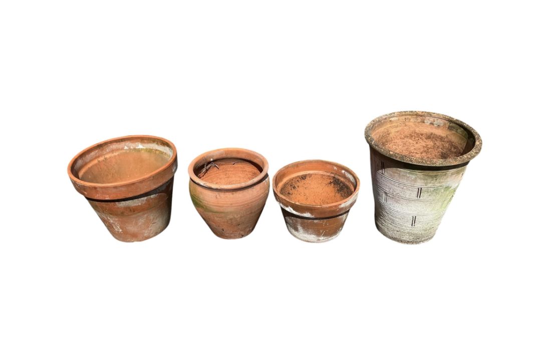 Four terracotta pots, largest diameter 43cm, height 47cm - Image 2 of 2