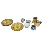A group of Chinese and Japanese ceramics, 19th/20th century, comprising three Chinese yellow