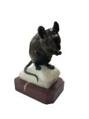 A bronze figure of a mouse on a marble base, by Charles Valton (French, 1851–1918), signed, 10cm