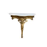 A 19th century French gilt gesso and marble console table, width 96cm, depth 45cm, height 93cm
