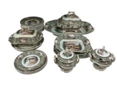 A chinoiserie pattern Copeland dinner service, circa 1840's, to include a large platter, two tureens