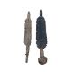 Two carved wood Tuareg tent pegs, with geometric carved decoration, longest 75cm - Image 1 of 2