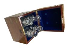 A Victorian four bottle decanter box, (decanters with damages), no key, 28cm high