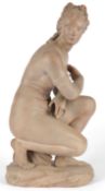 After Antoine Coysevox (French, 1640–1720), Crouching Venus, biscuit terracotta sculpture, with