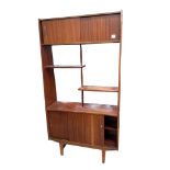 A mid century afromosia display cabinet, width 91cm, depth 30cm, height 175cm