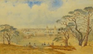 English School, late 19th century, View of the Royal Naval College in Greenwich Park, unsigned,