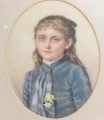 Agnes Rose Bouvier Nicholl (1842-1892), Portrait of a young girl, Esther, signed and dated 1887, ink