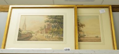 English school, Treguth and an estuary scene, unsigned, two watercolours, 21 x 31cm