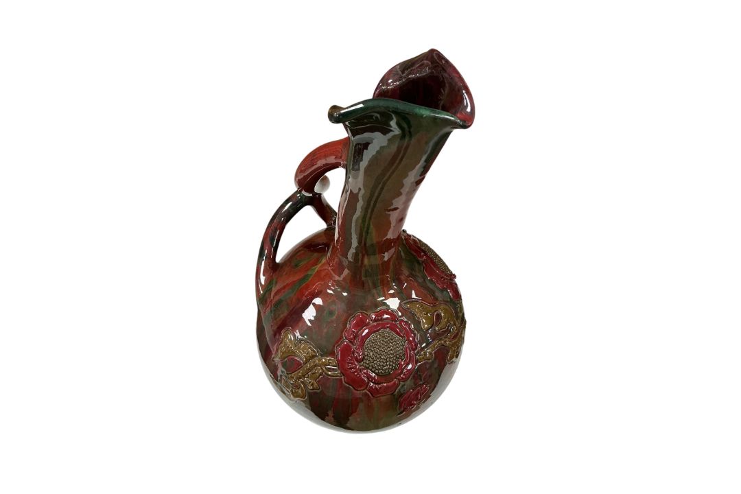 An early 20th century Elton ware ‘sunflower’, ewer, 38cm high - Image 2 of 3