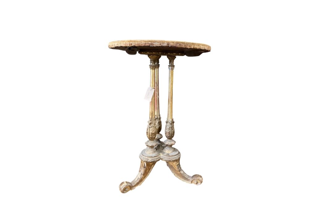 A Victorian giltwood and composition circular wine table with later velvet covered top, diameter - Image 2 of 3