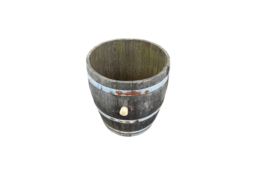 A French three quarter cut wine barrel, diameter 64cm, height 70cm - Image 2 of 3