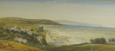 Bernard Walter Evans (1848-1922), coastal scene with figures on the beach, signed, watercolour, 23 x