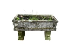 A rectangular reconstituted stone garden trough planter, width 94cm, depth 44cm, height 60cm