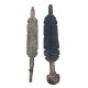 Two carved wood Tuareg tent pegs, with geometric carved decoration, longest 75cm - Image 2 of 2