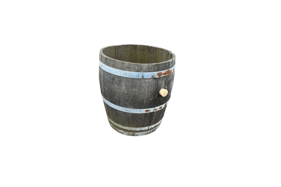 A French three quarter cut wine barrel, diameter 64cm, height 70cm - Image 3 of 3