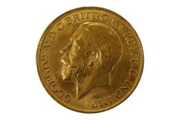 A George V 1912 gold sovereign.