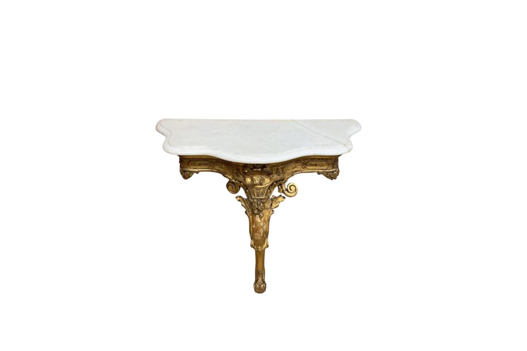 A 19th century French gilt gesso and marble console table, width 96cm, depth 45cm, height 93cm - Image 2 of 4