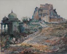 John Drummond (1920-2019), ‘Fort Mehrangarh, Jodphur’, signed, Orientalist watercolour, 29 x 35cm