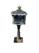 A painted metal post box, width 37cm, depth 28cm, height approx. 105cm