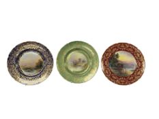 Royal Doulton cabinet plates, inc. one of Chepstow Castle, each painted with a landscape within a
