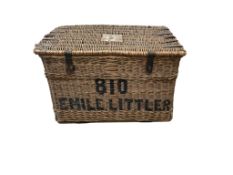 A wicket laundry basket, width 102cm, depth 69cm, height 63cm