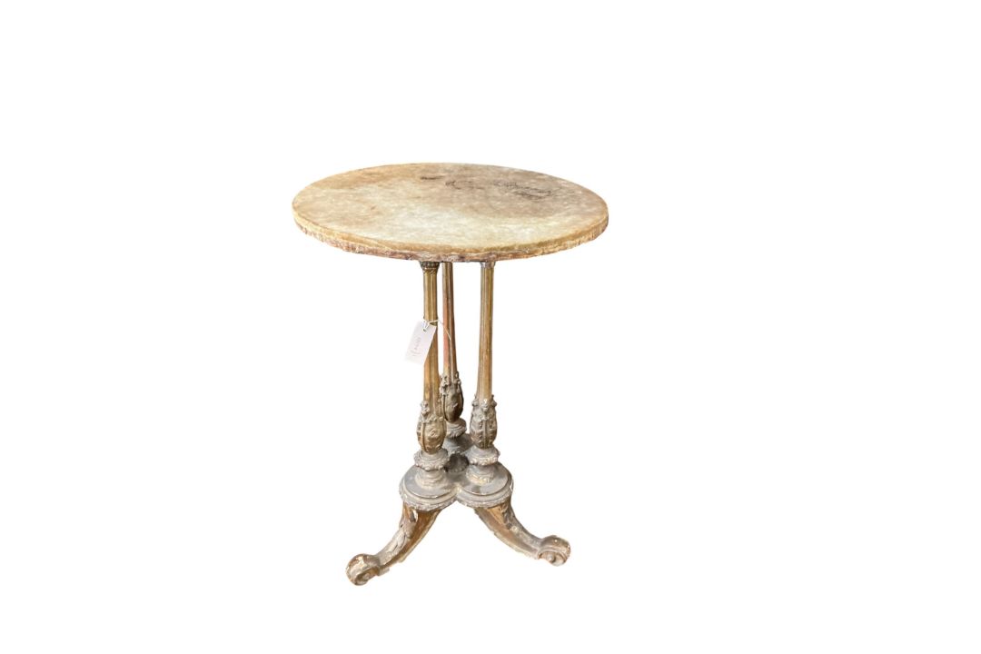 A Victorian giltwood and composition circular wine table with later velvet covered top, diameter - Image 1 of 3