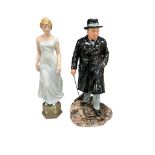 A Doulton figure of Winston Churchill, HN3433 and a Royal Dux limited edition figurine of Princess