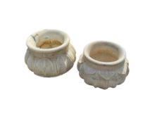 A near pair of veined white marble jardinières, diameter approx. 45cm, height 30cmProvenance: