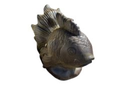 A bronzed composition carp fountainhead, length 63cm, height 50cm