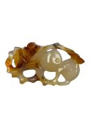 A Chinese agate carving of two peaches, 6.5cm wide