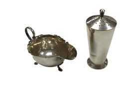 A George VI Art Deco silver sugar caster, Fred H. Adams & Holman, Birmingham, 1937, 13.8cm, together