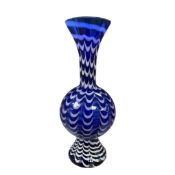 A Murano blue-striped glass vase, 33cm high