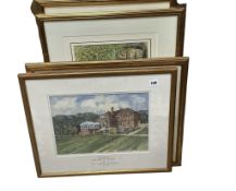 A collection six of watercolours and an oil, landscape views to include Walter R S Acton ‘Firle
