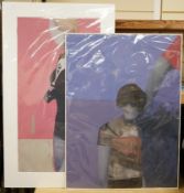 Michael Cooper NEAC (b.1941), figural studies, initialled, two mixed medias, mounted, unframed,