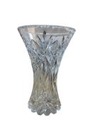 A large heavy cut glass vase, 31cm high