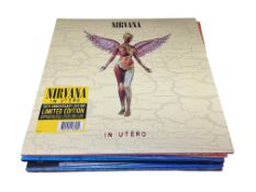 Eight Nirvana LP record albums, all more recent pressings and limited editions, including some