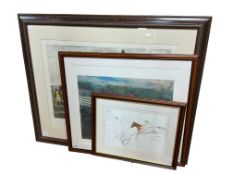Horse Racing interest, a group of three pictures, comprising an engraving by Charles Hunt after J.