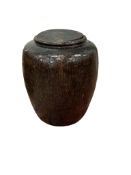 A large late 19th / early Chinese black glazed storage jar, approx. diameter 60cm, height 75cm