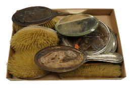 A collection of silver mounted dressing mirrors and brushes, some a.f.