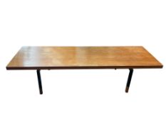A mid century teak coffee table, width 184cm, depth 60cm, height 42cm
