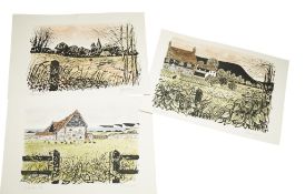 Robert Tavener (1920-2004), three small Sussex interest handcoloured lithographs, Alfriston, Ducks