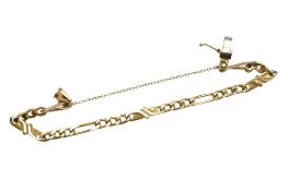 A late 20th century 9ct gold curb and elongated link bracelet, approx. 18cm, 9.6 grams.