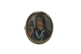 A miniature portrait of Charles I, now in later yellow metal ring mount, size N.