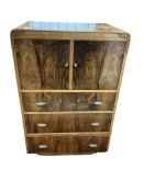 An Art Deco figured walnut cabinet, width 66cm, depth 46cm, height 105cm