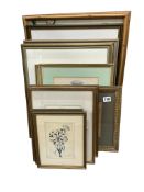 A Regency watercolour of a basket of flowers, signed and dated, together with a collection of